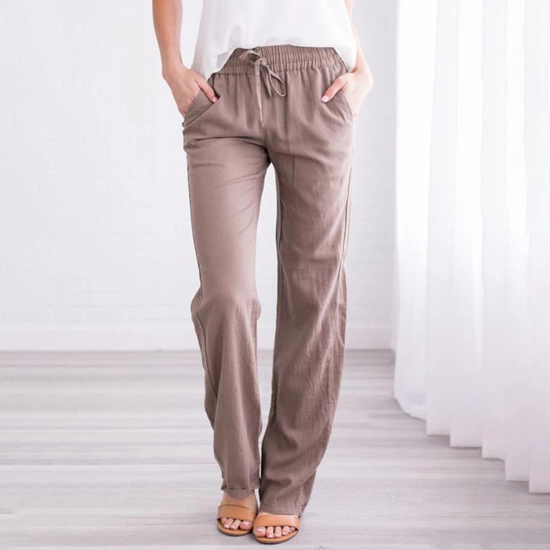 Pantalon ample et confortable en lin et coton pour femmes