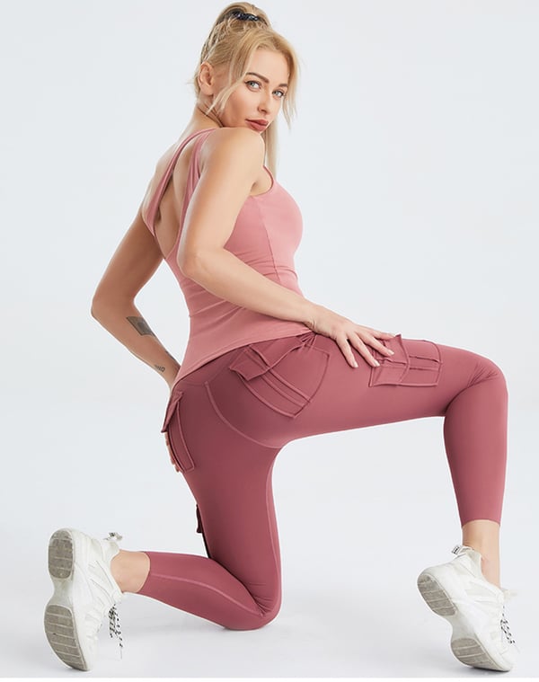 Pantalon de survêtement de fitness stretch sexy avec poche pour femme