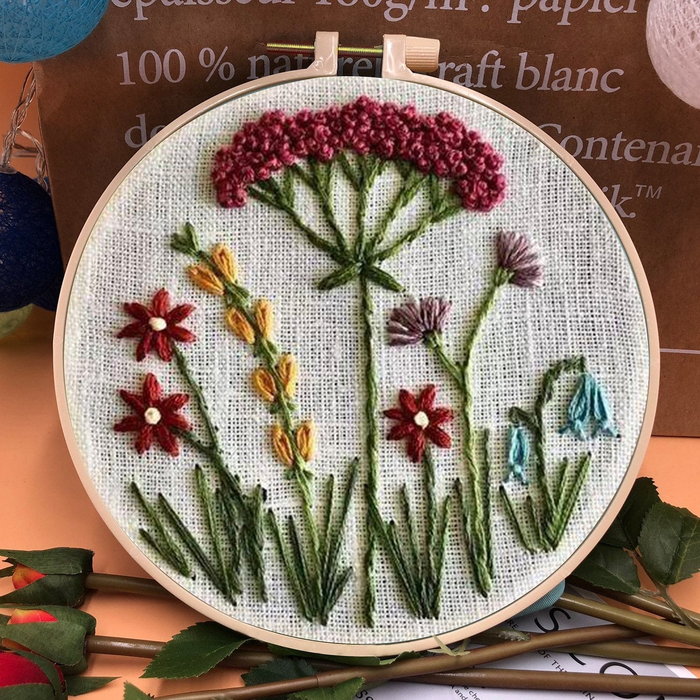 Dernier jour 49% DE RÉDUCTION - Cadeau parfait - Kit de fleur de cercle de broderie pour débutant