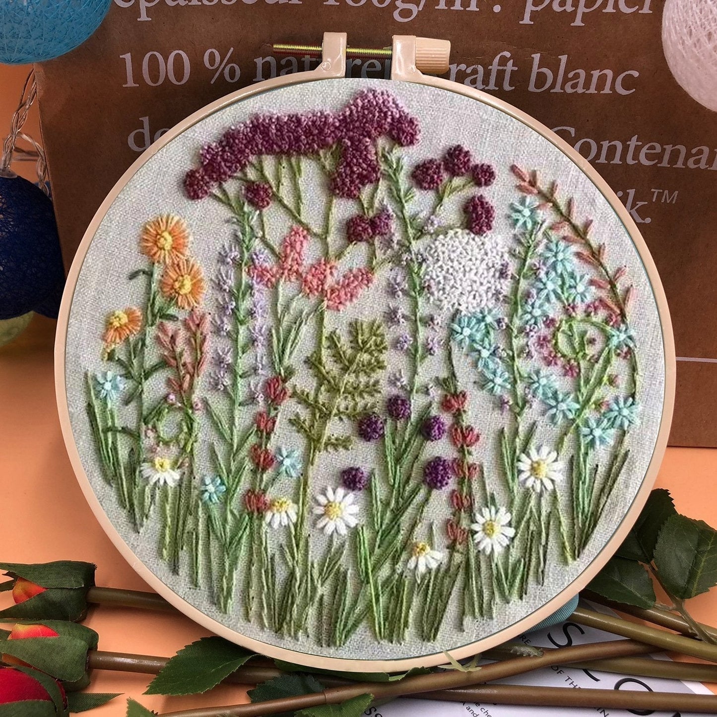 Dernier jour 49% DE RÉDUCTION - Cadeau parfait - Kit de fleur de cercle de broderie pour débutant