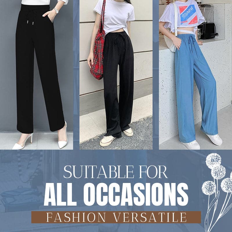 Pantalon ample taille haute en soie glacée -Achetez 2 livraison gratuite