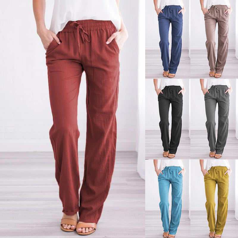 Pantalon ample et confortable en lin et coton pour femmes