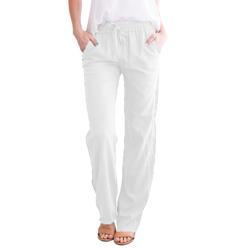 Pantalon ample et confortable en lin et coton pour femmes