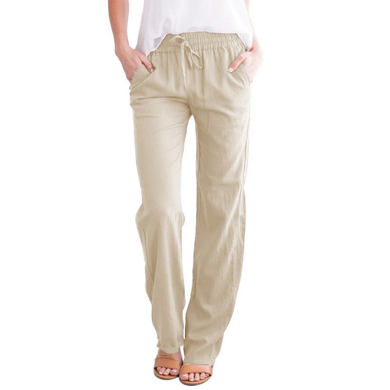 Pantalon ample et confortable en lin et coton pour femmes