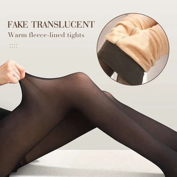 💥Dernier jour 49 % de réduction💥Faux collants élastiques doublés de peluche chaude translucide