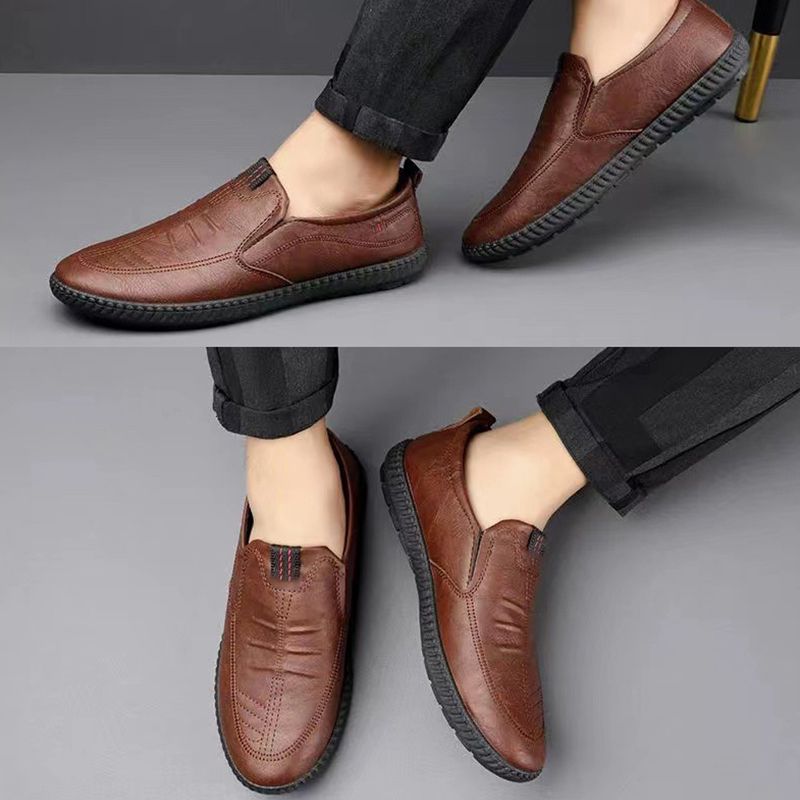 Chaussures en cuir décontractées à enfiler pour hommes