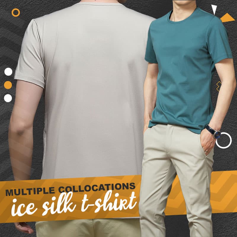 T-shirt en soie glacée de couleur unie pour hommes-acheter 2 livraison gratuite