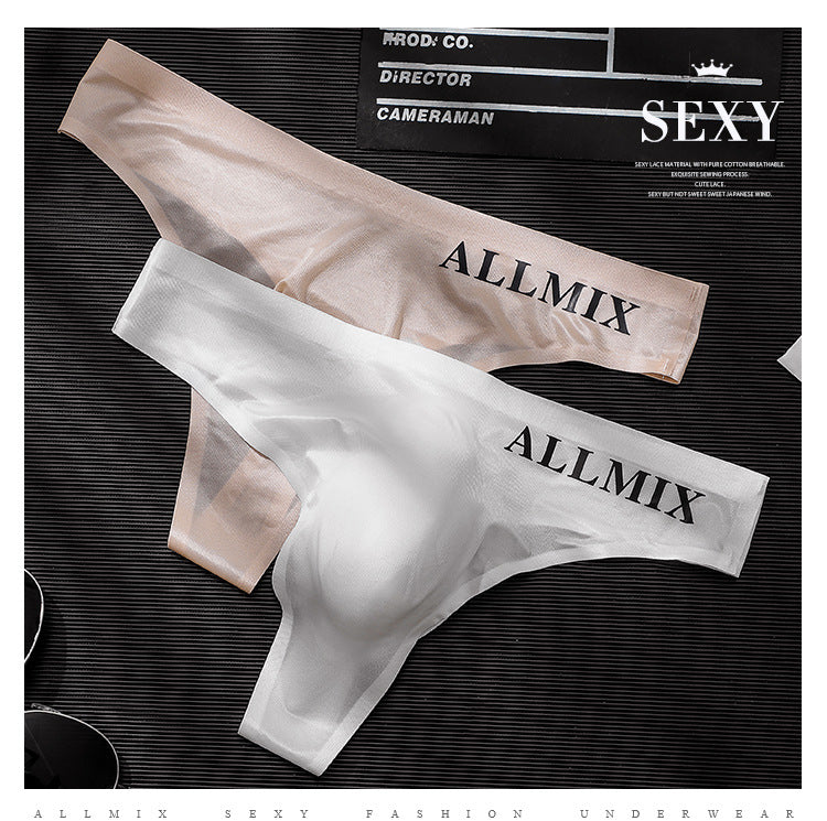 String sans couture en soie glacée transparente taille basse sexy – comenem