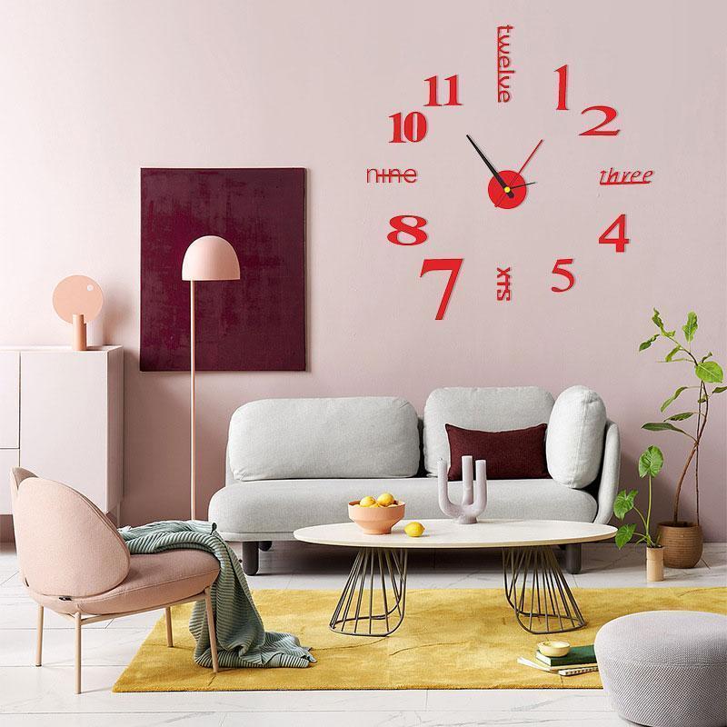 Horloge murale moderne DIY sans poinçon