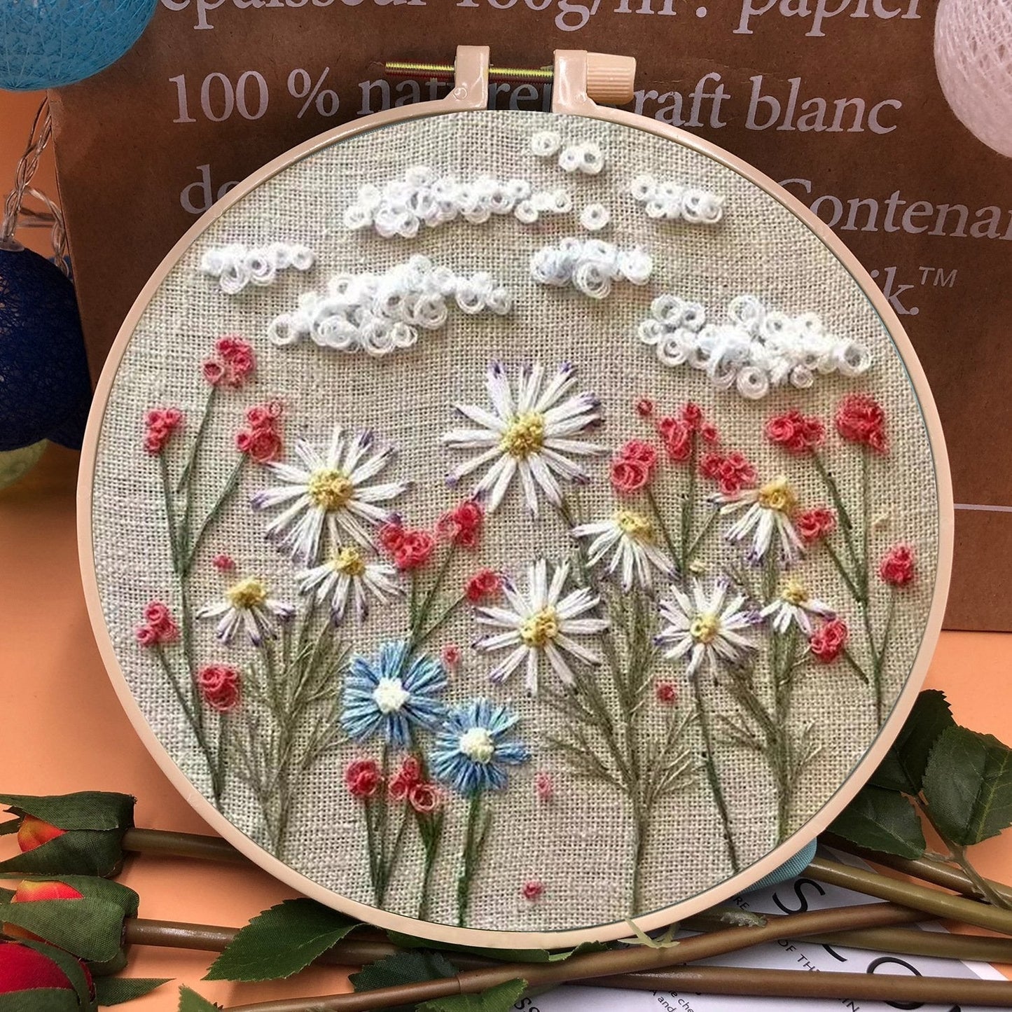 Dernier jour 49% DE RÉDUCTION - Cadeau parfait - Kit de fleur de cercle de broderie pour débutant