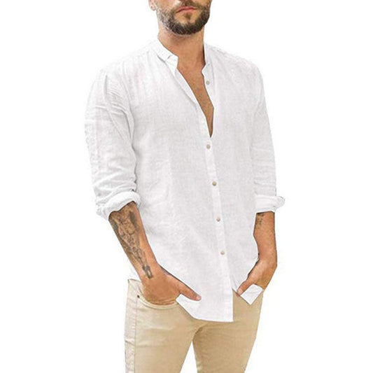 Chemise Henley en coton et lin respirante pour hommes