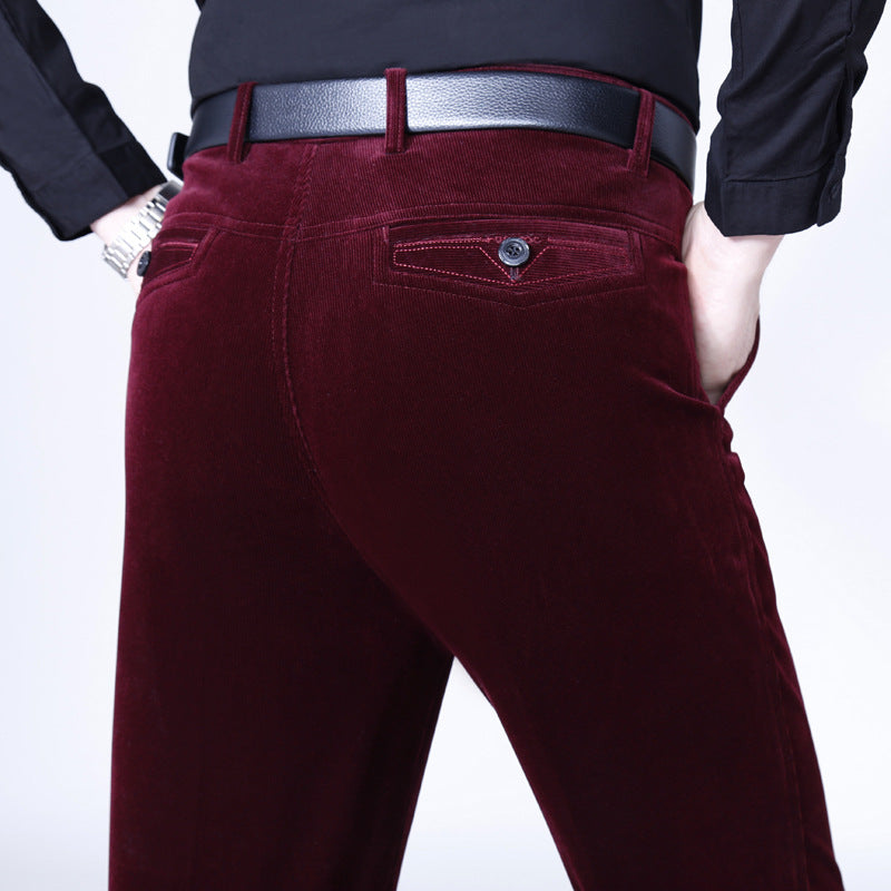 Pantalon long droit en velours côtelé extensible pour homme - Achetez-en 2 Livraison gratuite