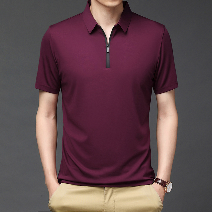 Chemise POLO en soie de glace pour hommes-14