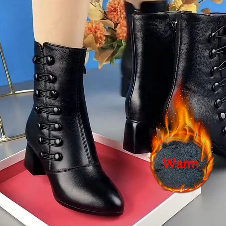 Bottines pour femmes avec boucle latérale chaude en cuir💖 livraison gratuite