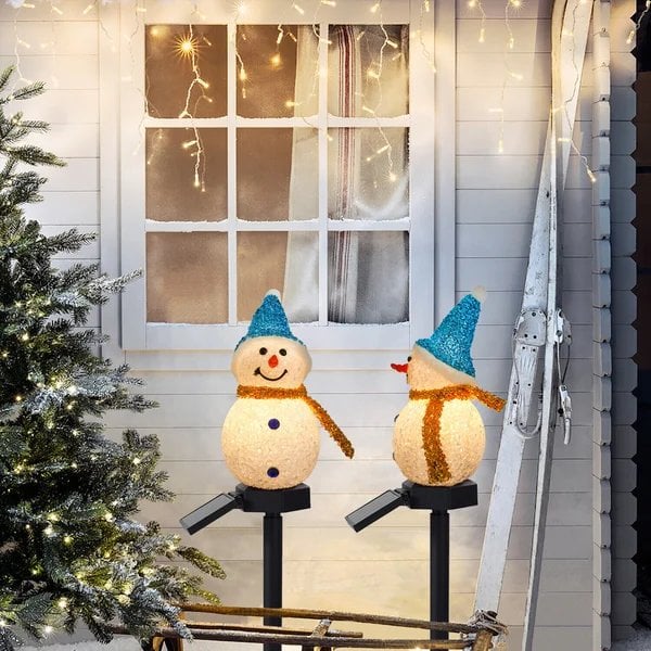 Vente de Noël -- Lampe bonhomme de neige solaire étanche