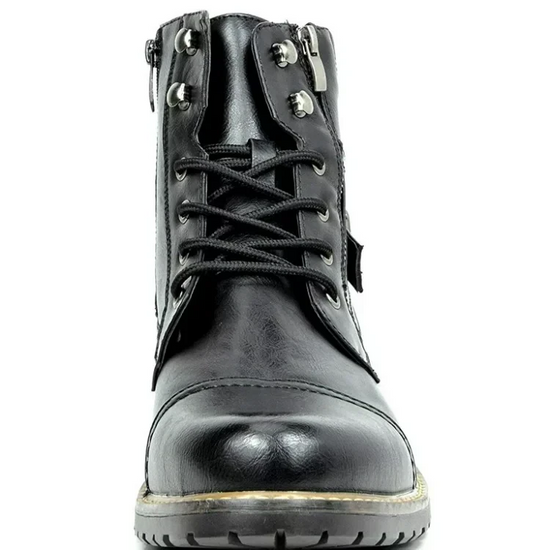 SFSSWSRYDF Bottes de Moto Hommes Leather Zipper-up Lacets Cuir Bottines Classiques Chaussures Bureau Bottes de Chevalier,A Brown,38 EU