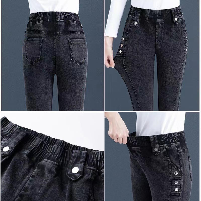 Jean skinny élastique chaud en peluche pour femme