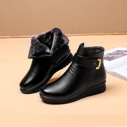 Bottes en velours en cuir véritable avec boucle en métal