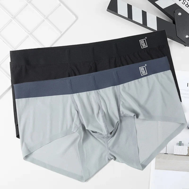 Boxer ultra-fin sans couture en soie glacée pour hommes