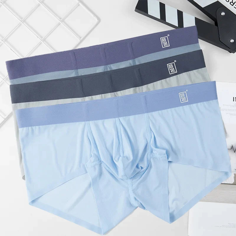 Boxer ultra-fin sans couture en soie glacée pour hommes