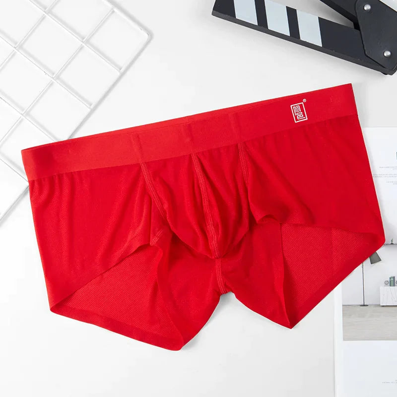 Boxer ultra-fin sans couture en soie glacée pour hommes