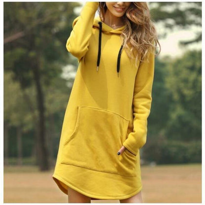 Meilleur cadeau pour elle – Robe à capuche ample et décontractée de couleur unie pour femme.