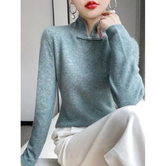 Pull tricoté à demi-col roulé avec boucle rétro, hiver💖Achetez-en 2 livraison gratuite🥰