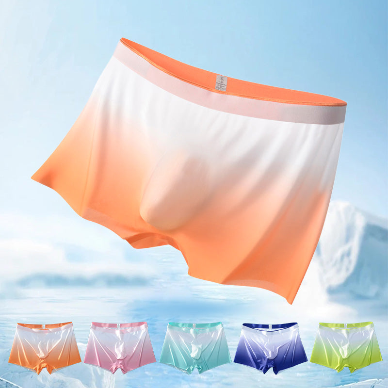 Slip de couleur dégradé de soie glacée respirant à séchage rapide 3D pour hommes