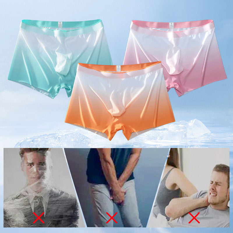 Slip de couleur dégradé de soie glacée respirant à séchage rapide 3D pour hommes