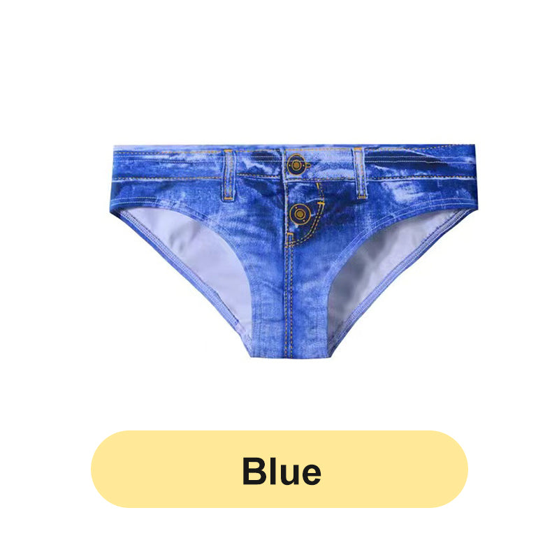 Slip en coton imprimé à motif denim pour femme