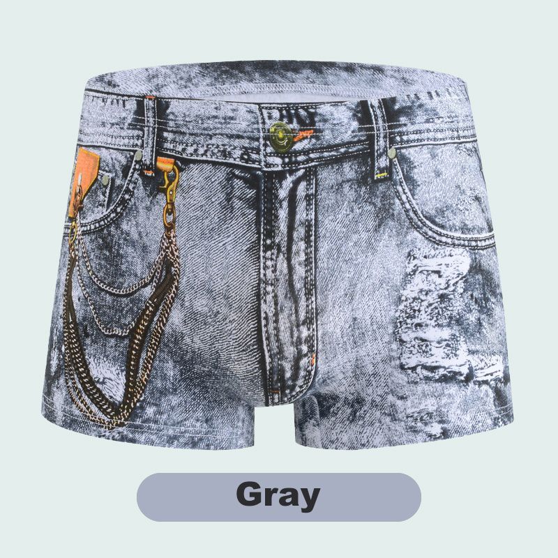 Boxer en coton imprimé imitation denim pour hommes